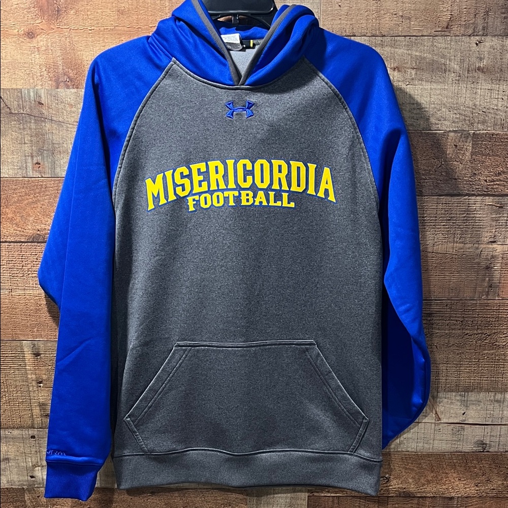 Under Armour Gray and Royal Blue Misericordia Football Hoodie men's small
